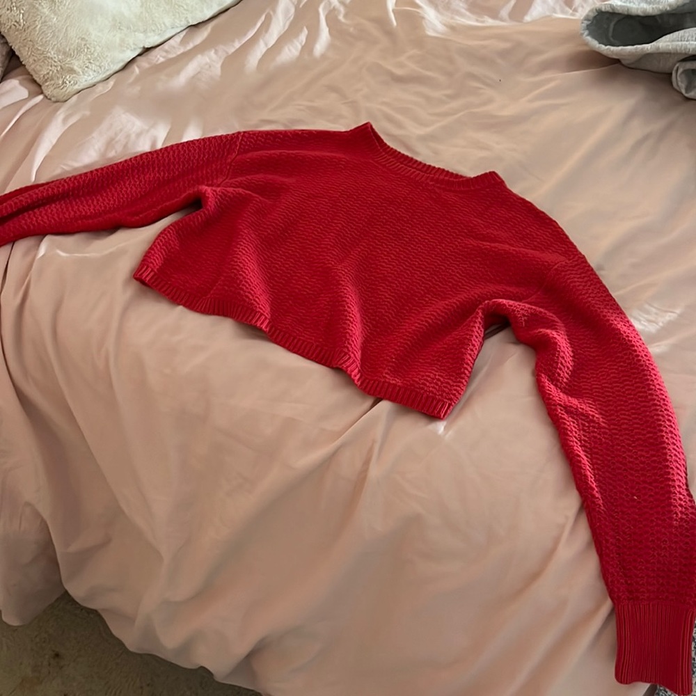 Cropped red sweater